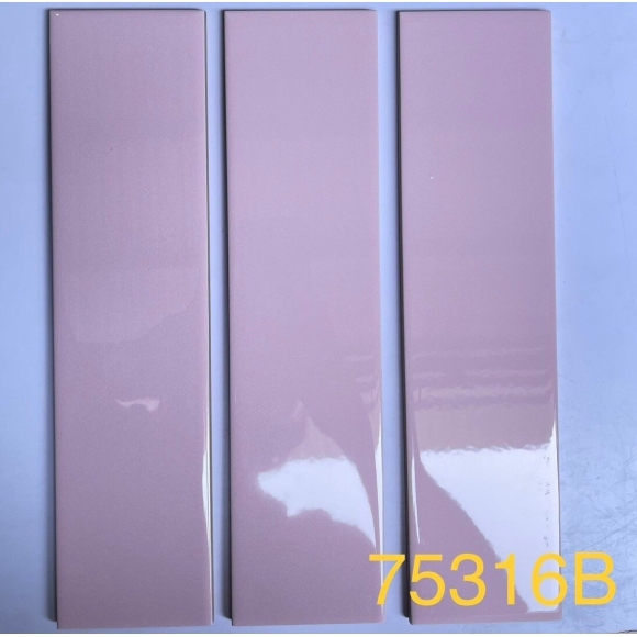 Gạch thẻ ốp tường hồng bóng phẳng kích thước 75*300mm