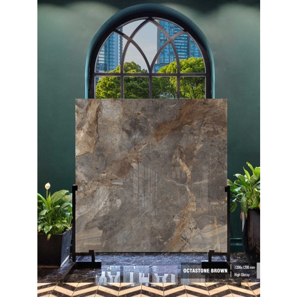 Gạch 1200*1200mm OCTASTONE BROWN CNS- HIGH GLOSSY 1212