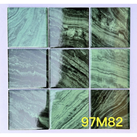 Gạch Mosaic Gốm Sứ Viên 97*97mm Men bóng màu xanh lá cây già CNS- 97M82