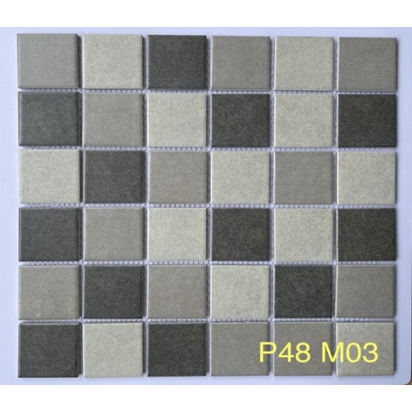 Gạch Mosaic Gốm Sứ Mix Màu Xám CNS- P48 M03