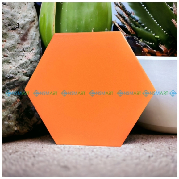 Gạch lục giác nhập khẩu ốp lát màu cam kích thước 200*230*115mm