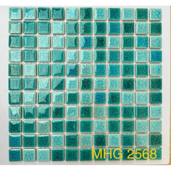Gạch Mosaic Gốm Men Rạn 2 Lớp Xanh ngọc Mix Màu KT 25* 25MM CNS- MHG2568