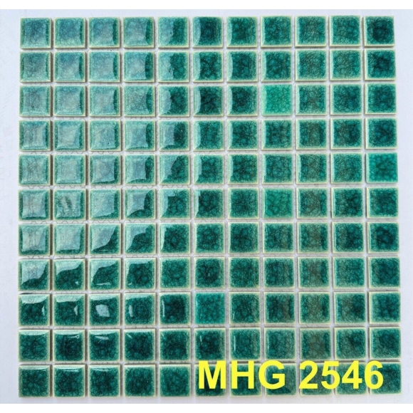Gạch Mosaic Gốm Men Rạn 2 Lớp xanh lá đậm KT 25* 25MM CNS- MHG2546