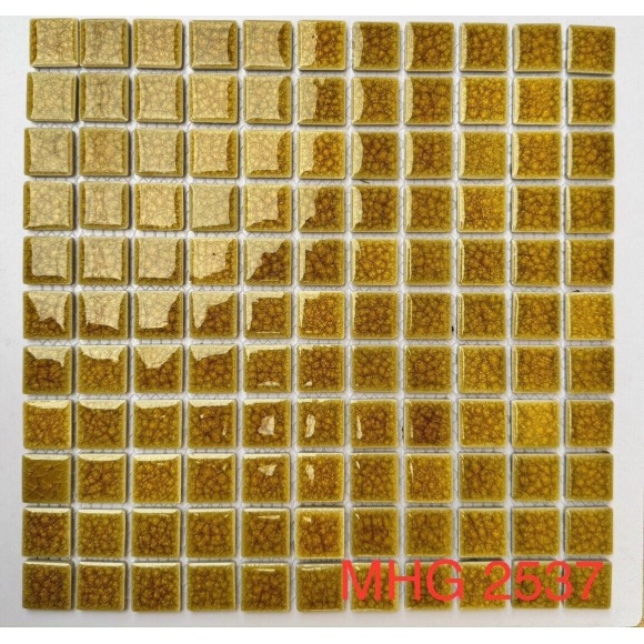 Gạch Mosaic Gốm Men Rạn 2 Lớp màu vàng KT 25* 25MM CNS- MHG2537