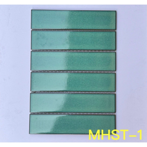 Gạch mosaic que đũa màu xanh ngọc viên lớn 1 hàng CNS- MHST-1