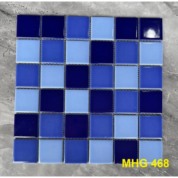 Gạch Mosaic Gốm Sứ men trơn xanh dương mix màu CNS- MHG468
