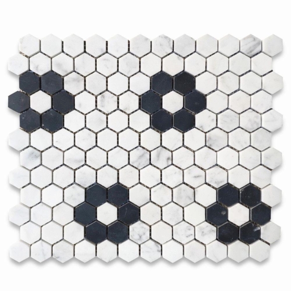 Đá Mosaic Chấm Bi Trắng Đen CNS- TTT09