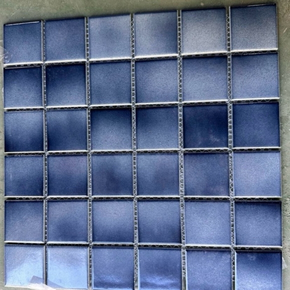 Gạch Mosaic Gốm Sứ Men Trơn Xanh Dương đậm loang màu CNS- MHG48B31