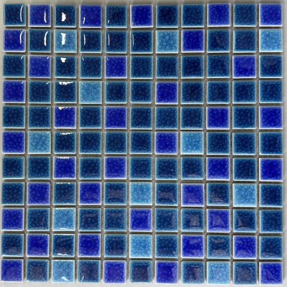 Gạch Mosaic Gốm Men Rạn 2 Lớp Xanh dương mix màu KT 25* 25MM CNS- MHG2538