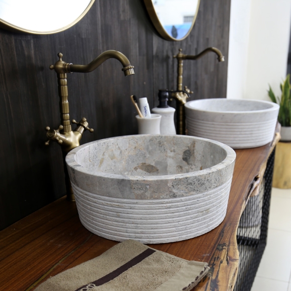 Lavabo đá marble nguyên khối CNS- MAR8E
