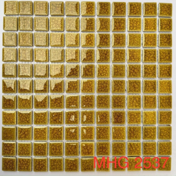 Gạch Mosaic Gốm Men Rạn 2 Lớp màu vàng KT 25* 25MM CNS- MHG2537