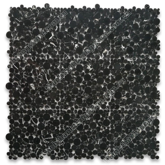 Đá Mosaic Tròn Đen Vấn Đá CNS- TTT09