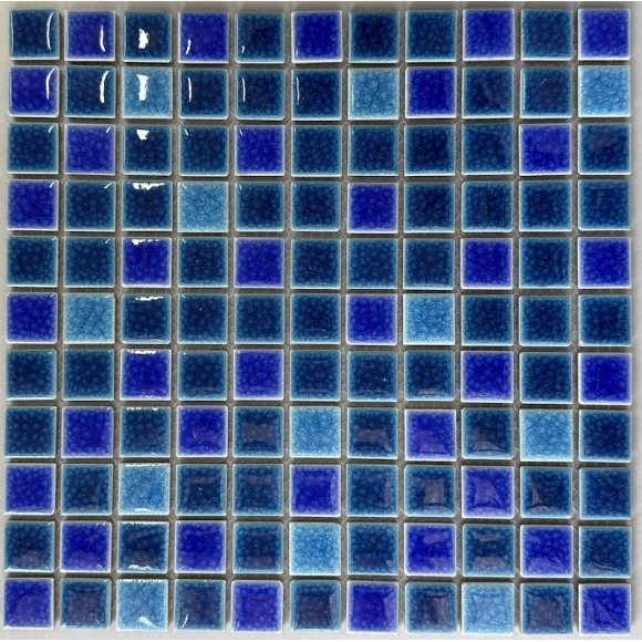 Gạch Mosaic Gốm Men Rạn 2 Lớp Xanh dương mix màu KT 25* 25MM CNS- MHG2538