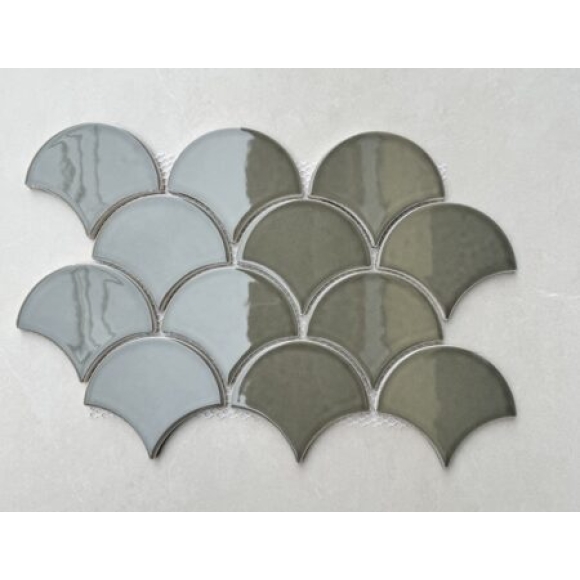 Gạch mosaic vảy cá men bóng phẳng màu nâu CNS- MHF88