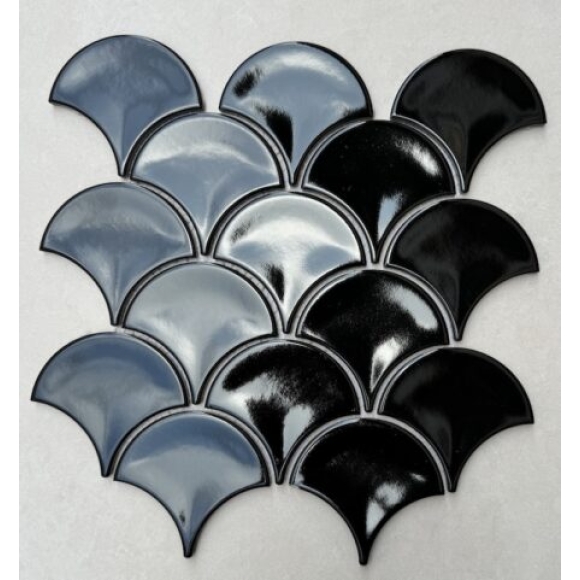Gạch Mosaic Vảy Cá Đen Bóng CNS- MHF 08
